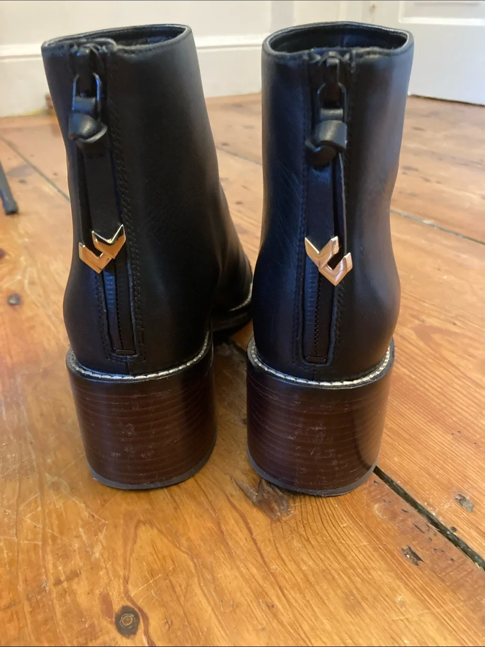 Cole Haan Black Leather Ankle Booties with Block Heel Size 7B